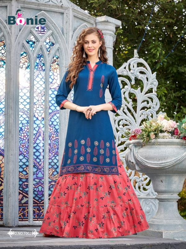 Bonie Aashi Rayon Designer Kurti With Skirt 